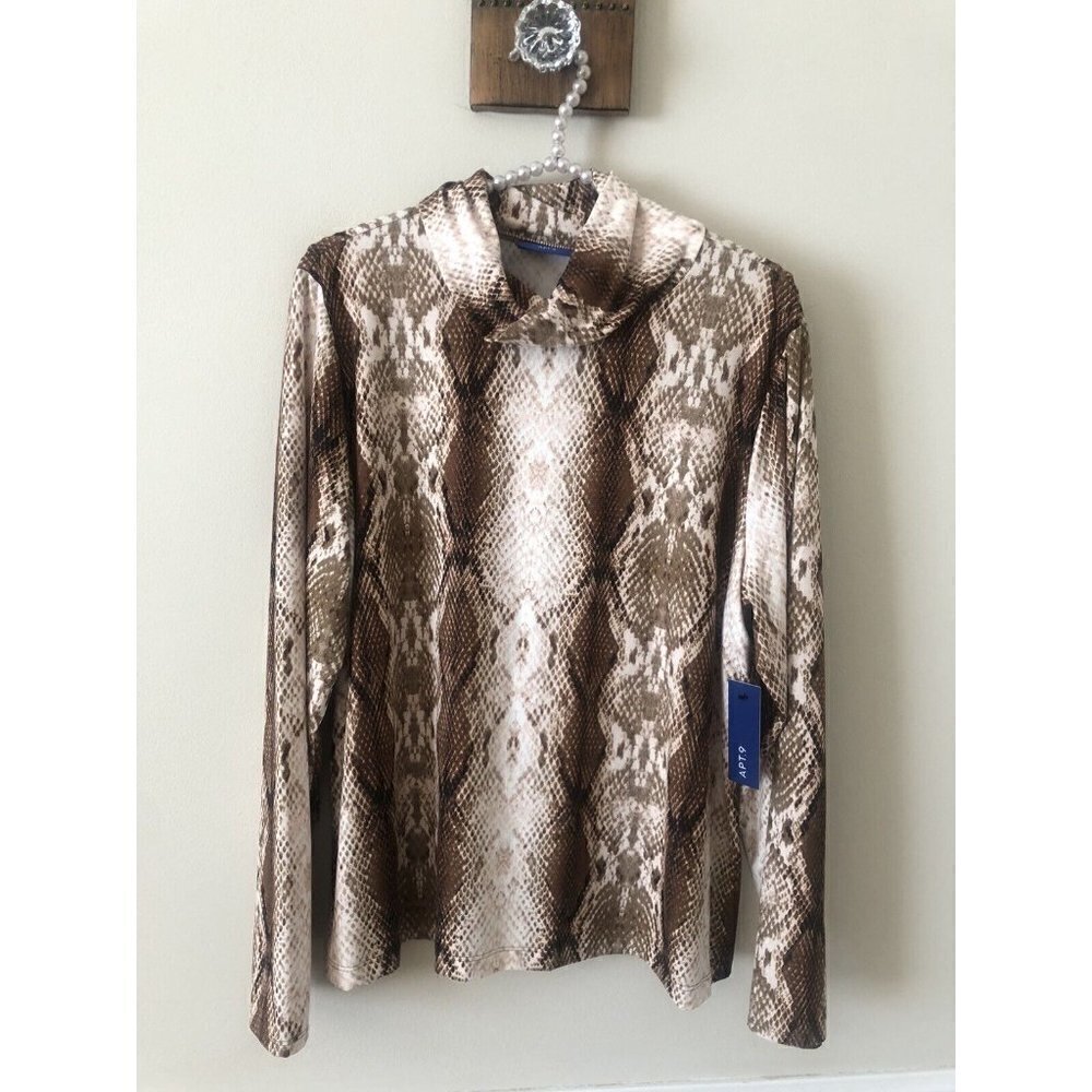 NWT Apt 9 Womens Size XXL Snakeskin Print Turtleneck Brown Soft